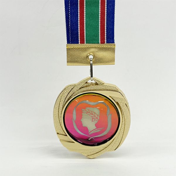 レインボーガラスのレリーフ MRメダル 直径80mm×70mm 《SA-0》 ☆彫刻