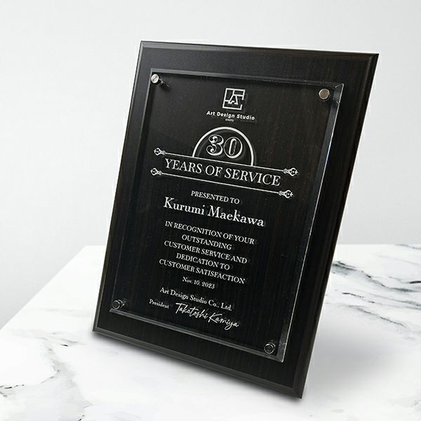 ＭＤＦ表彰楯・記念楯 黒檀＋アクリルプラーク　LLサイズ