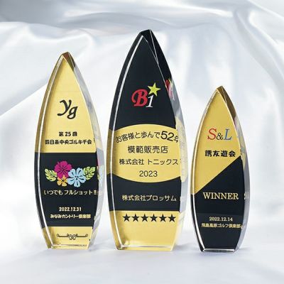 クリスタルトロフィー 85CK-344ABC 京都本金箔フルカラーUVプリント