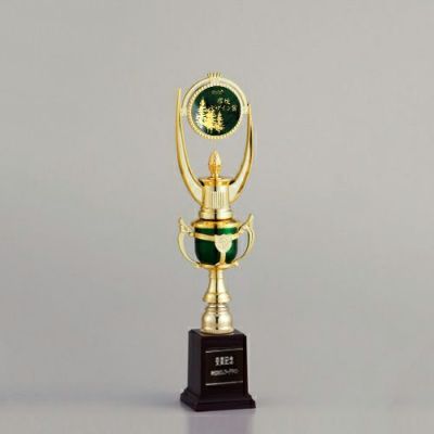 【オリジナルデザインができる】グリーンマーブル＆ゴールド【トロフィー】 TRZ-3303C ★高さ375mm 《#B17》 ★プレート彫刻無料